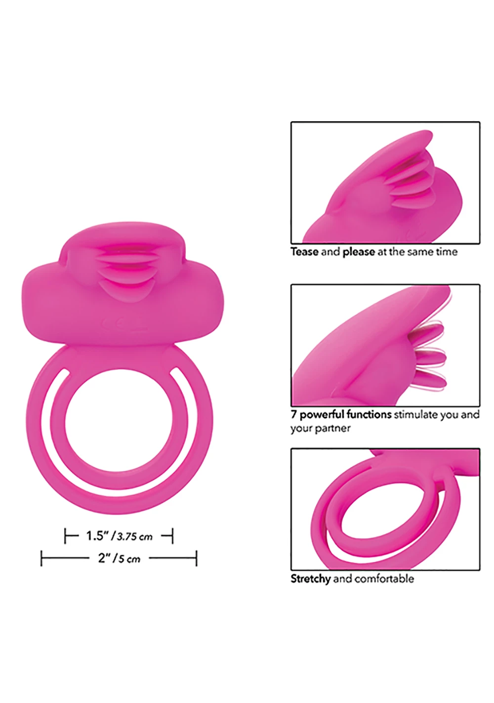 Cal Exotics Silicone Rechargeable Dual Clit Flicker Cockring 2 Cal Exotics Silicone Rechargeable Dual Clit Flicker Cockring - Image 2