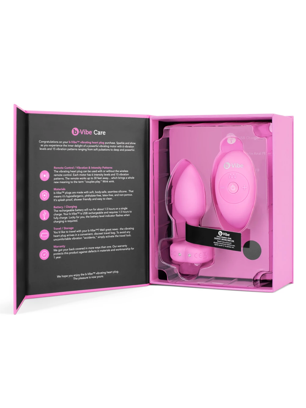 B-Vibe Vibrating Remote Heart Plug 8 B-Vibe Vibrating Remote Heart Plug - Image 8