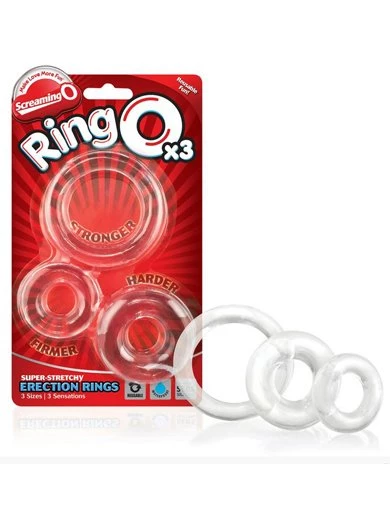 Screaming O RingO 3-pack Stretchy Clear Cock Rings 1 Screaming O RingO 3-pack Stretchy Clear Cock Rings